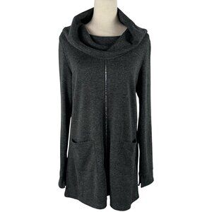 PATRIZIA LUCA NYT6686722 Cowl Neck Zipper Tunic in Charcoal Gray Size La…